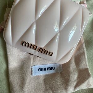Miu Miu Pink Quilted Compact Mirror